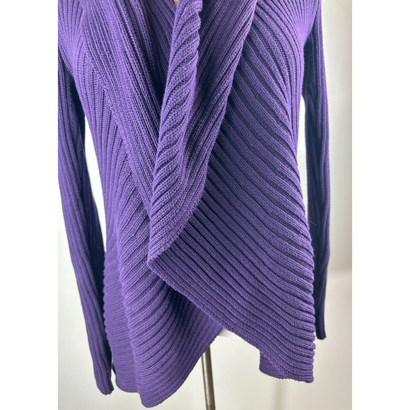 Ralph Lauren Ribbed Open Front Drape Shawl Cardigan Purple Women's Size L/XL - Picture 8 of 16